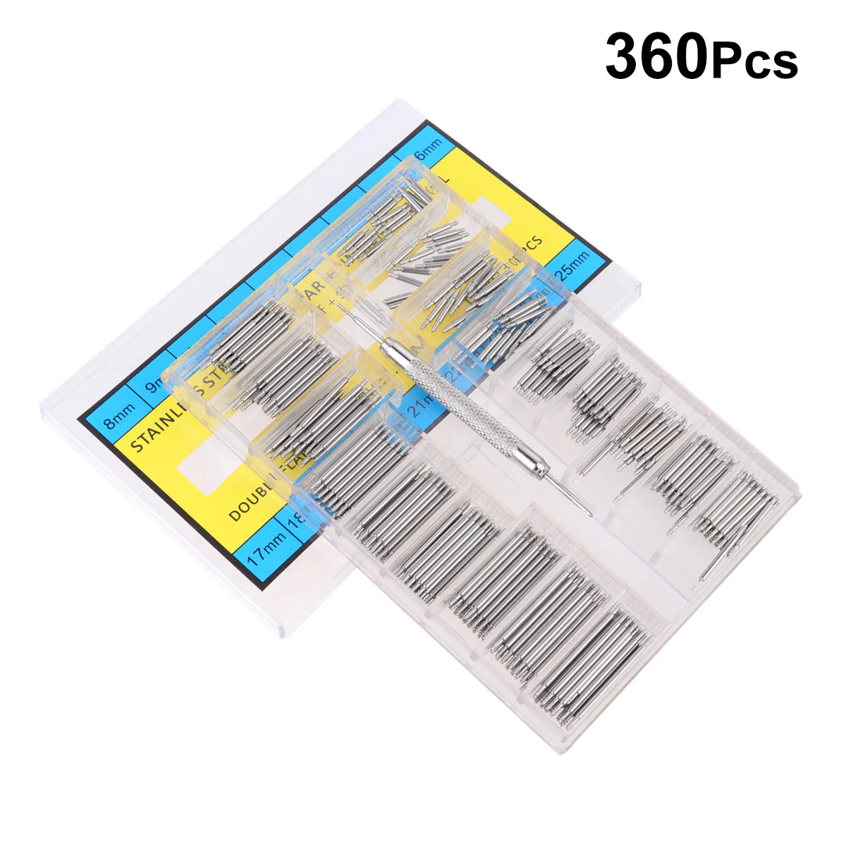 

1Set Watch Band Repair Tool Kit 8mm-25mm Silver Durable for Removing Spring Bars and Changing Straps Easily Watch Band Pins