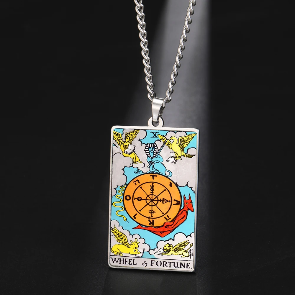 Dawapara 22 Stile Tarot-Karte, Glück, Amulett-Halskette, Sonne, Mond, UV, bunter Anhänger, Edelstahl, spiritueller Schmuck – Detail 10