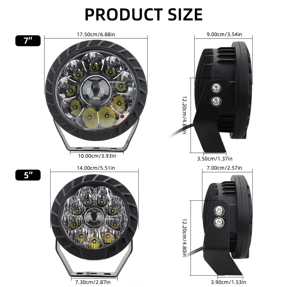 5Inch /7Inch 33W Round 10SMD 3535 LED Work Light Spotlight 12V 24V For Truck Tractor Boat SUV Driving Lamp Car Accessories