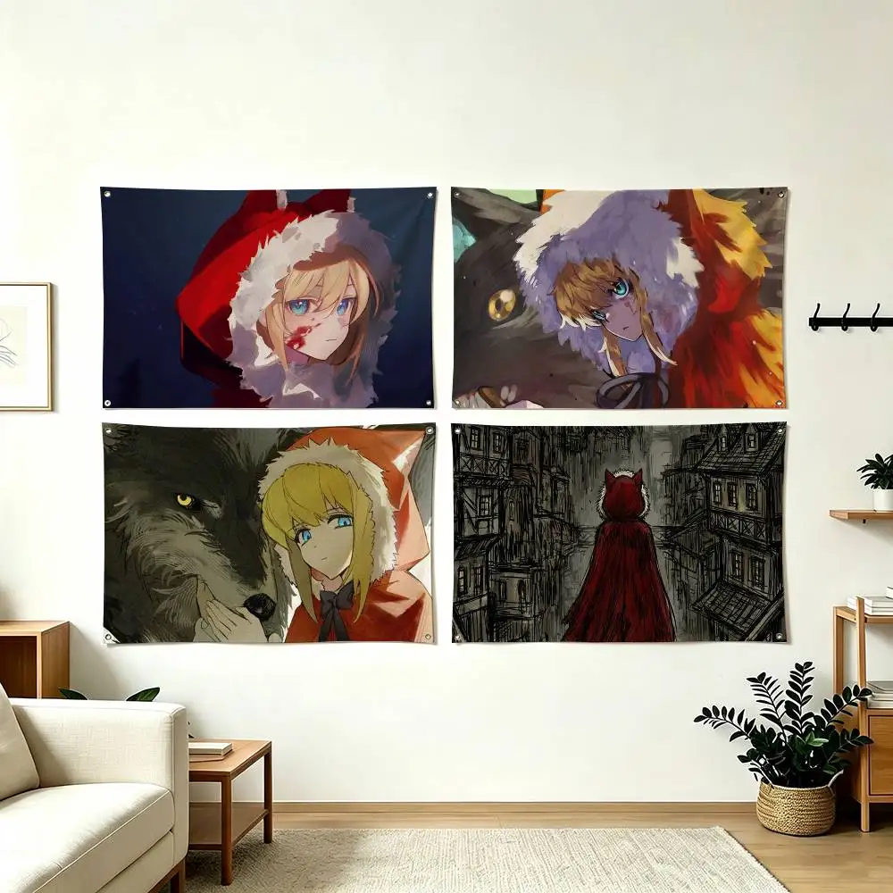 R-Red Hood Black Souls Game Flags for Bedrooms Home Decor Items Outdoor Decors Garage Decoration Flaga