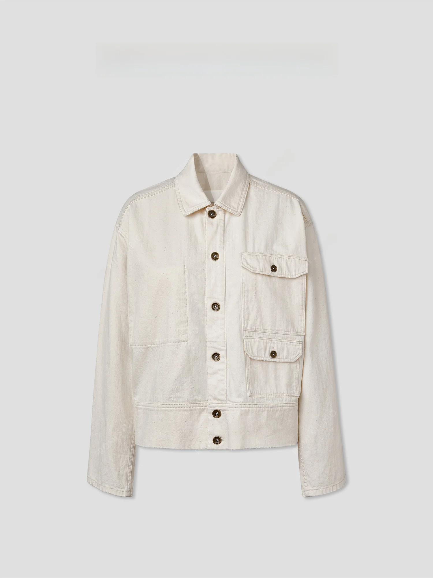 

Мягкая хлопковая джинсовая куртка с воротником-стойкой и множеством карманов от Romi Studio. Женское повседневное пальто свободного кроя с длинными рукавами.