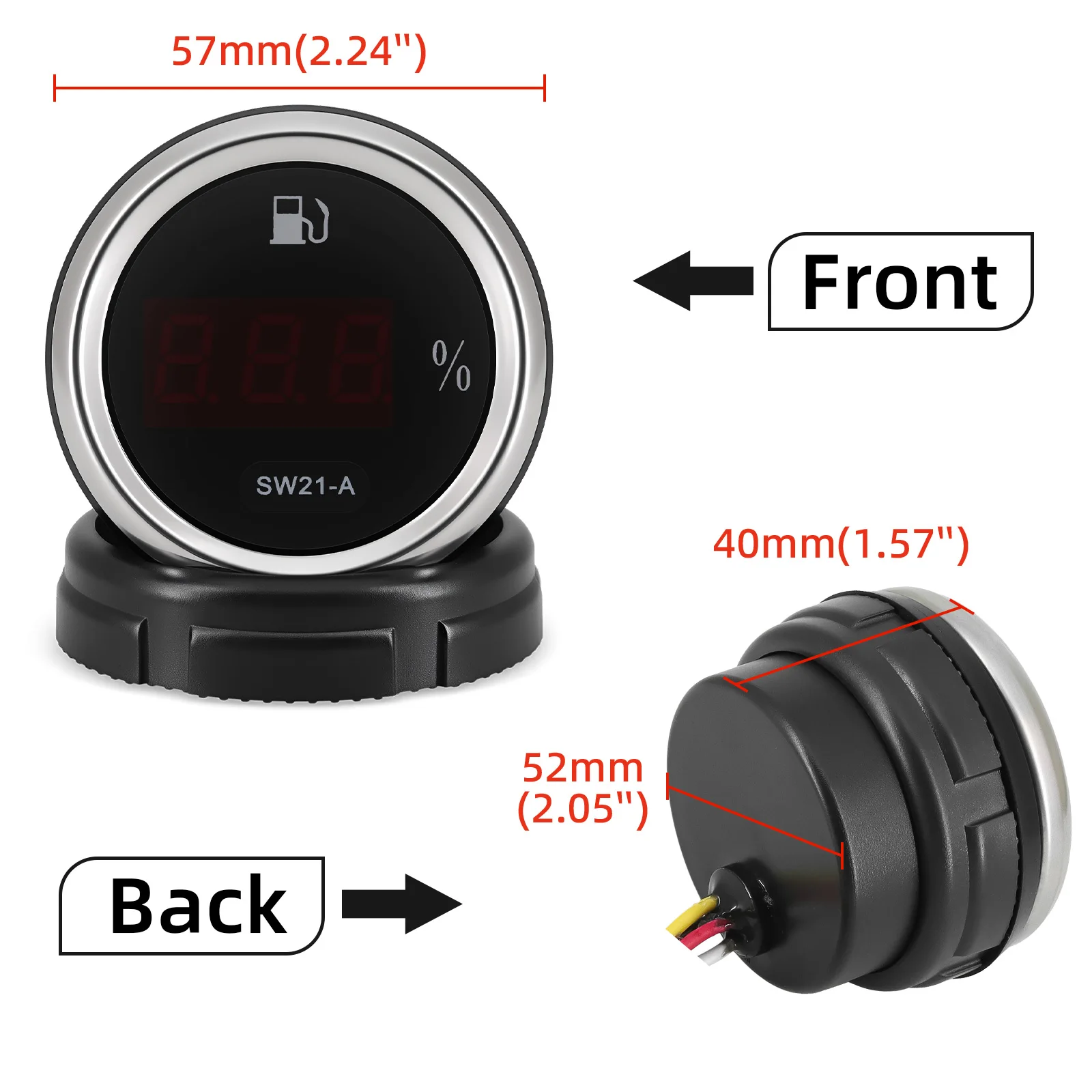 ZMFJH الرقمية 0-100% 2 "52 مللي متر مقياس مستوى الوقود مع تحذير 0-190OHM مستشعر مستوى خزان الزيت لسيارة عالمية قارب يخت 12V24VDC