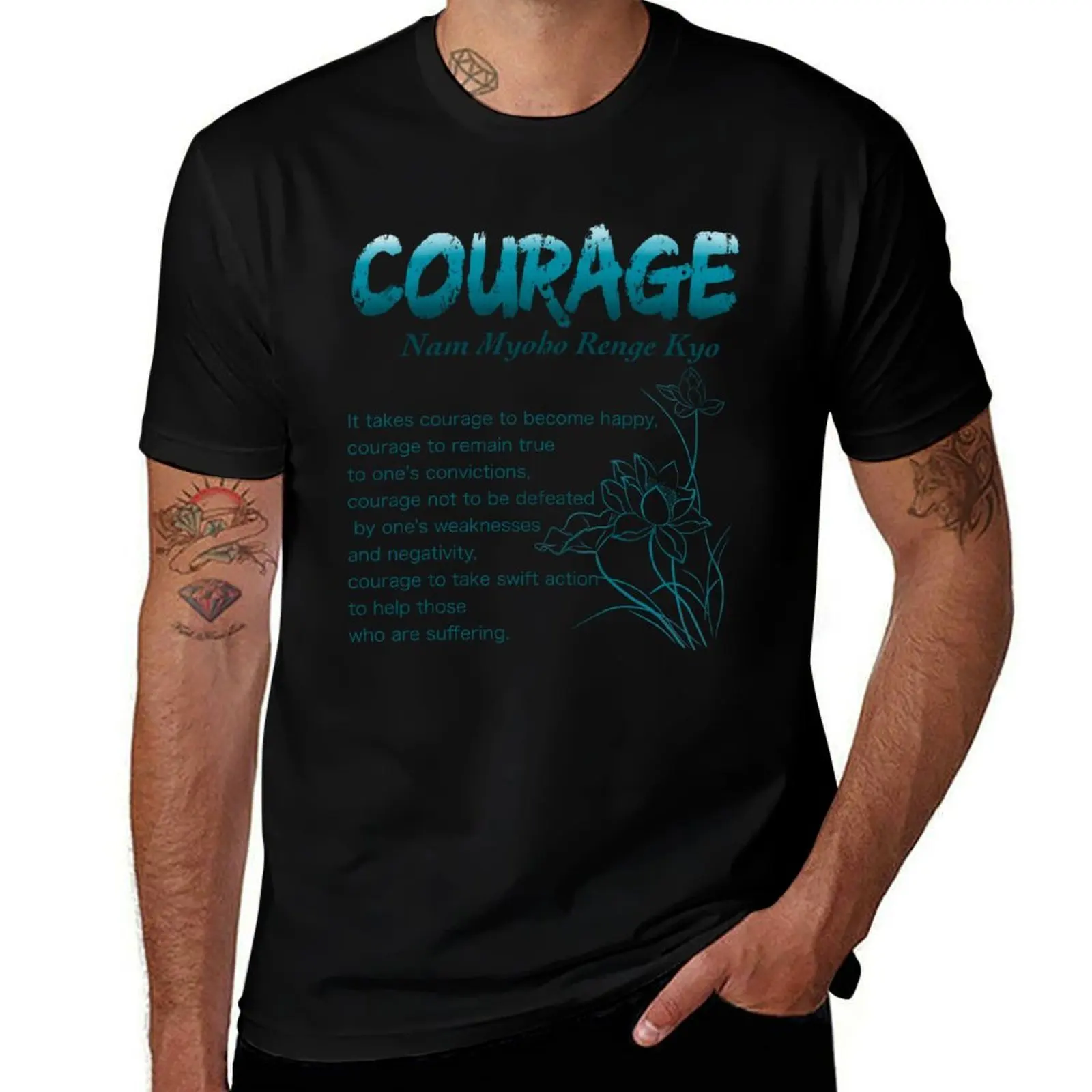 Courage - Nam Myoho Renge Kyo - Buddhism T-Shirt Basic Regular Fit Casual T-Shirt
