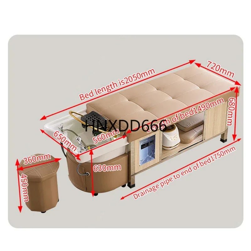 

Nordic Massage Shampoo Bed Thai Hair Treatment Stainless Steel Water Cycle Barbershop Fumigation Beauty Salon Furniture FYSC