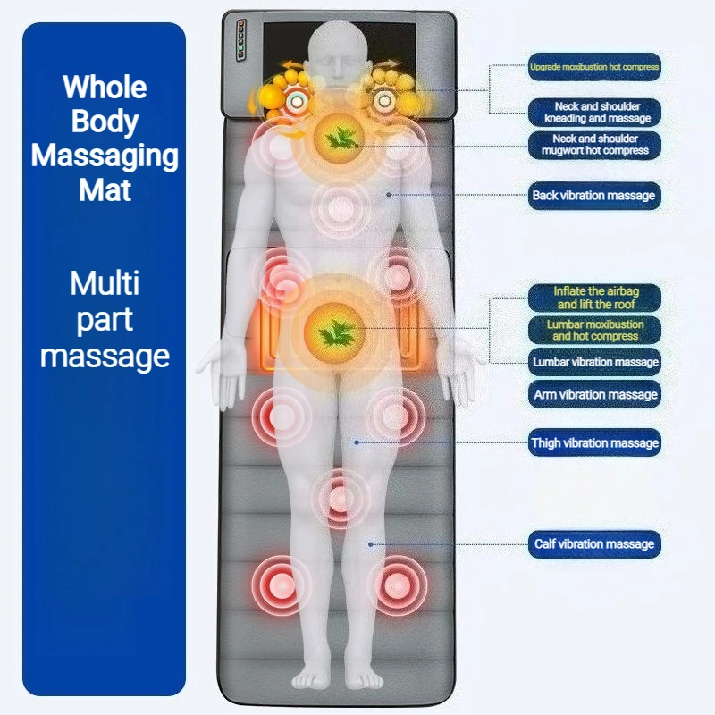 Whole Body Massaging Mat Multifunctional Foldable Ergonomic Bionic Heating Airbag Massage Cushion Comfortable Massage Device