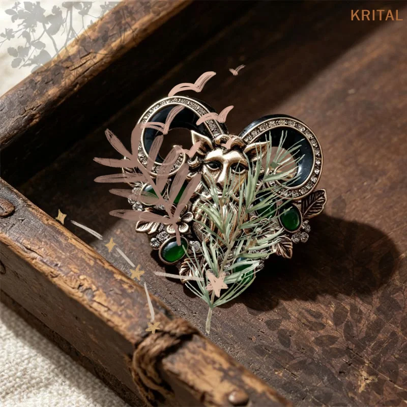 Retro Mythical Animal Sheep Brooch Made of Antique Gold Animal Brooch, Vintage Coat Suit Zodiac Sheep Accessories