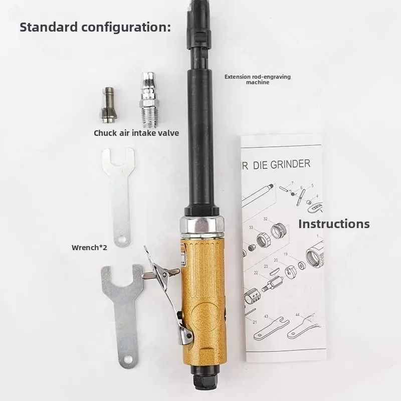 Pneumatic Grinder Engraving Mill Industrial Grade Small Grinder Polishing Tool Lengthening Straight Grinder Tire Repair Mill