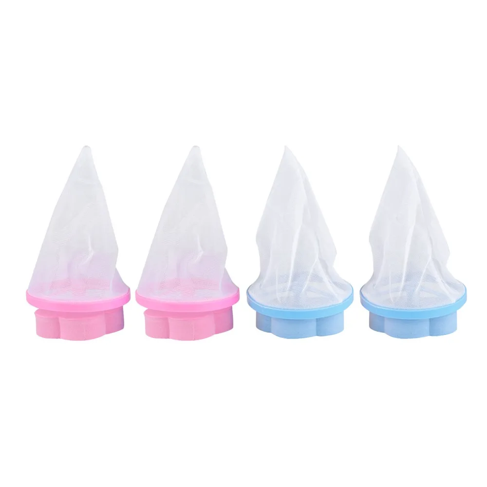 4pcs Reusable Floating Laundry Lint Remover Mesh Flower Shape Pet Hair Catcher Washing Machine Filter Bag Lint Catcher