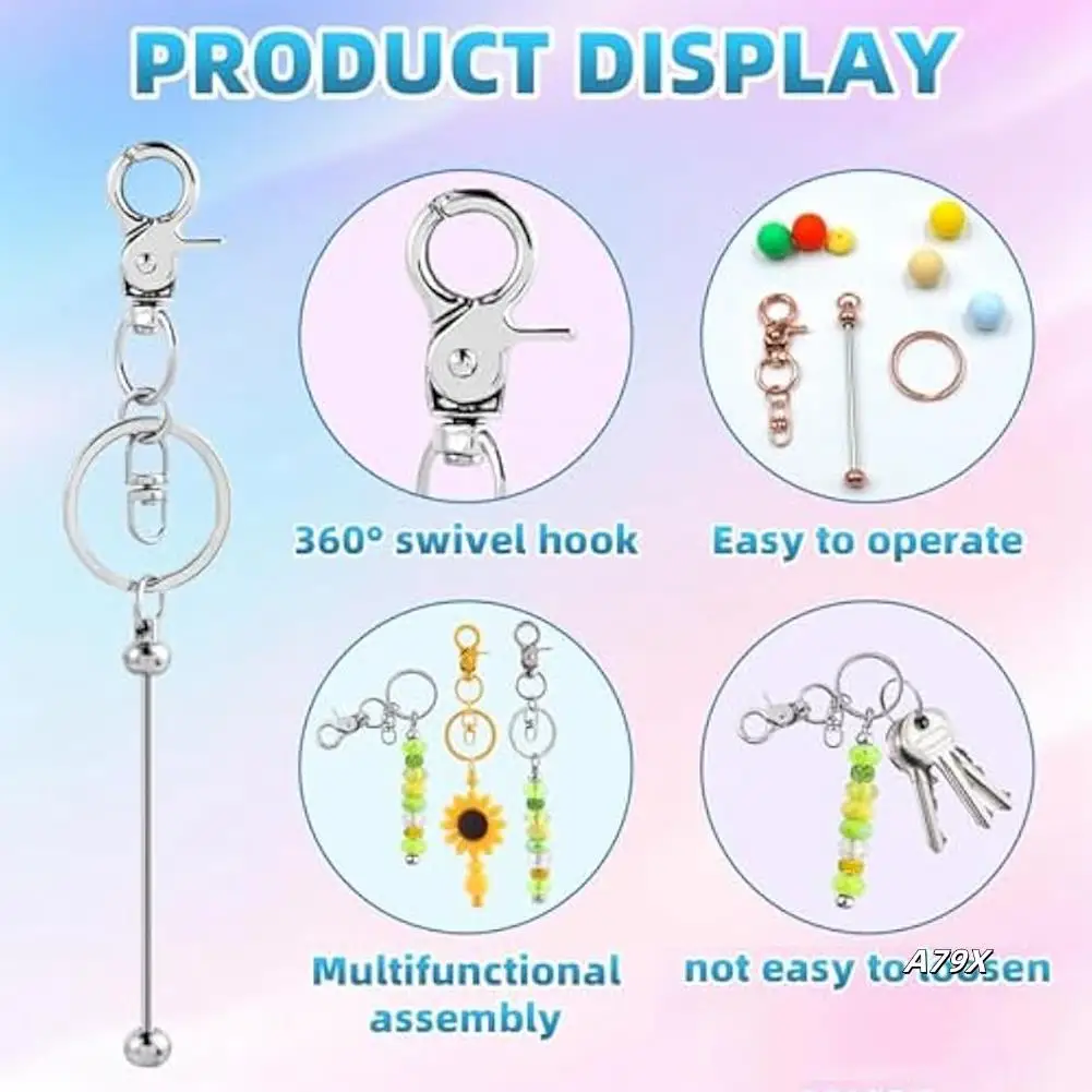 

20Pcs Beadable Keychains Bars,Diy Multicolor Blank Beadable Keychains-Keychain Bars For Beaded Keychain Making Kit
