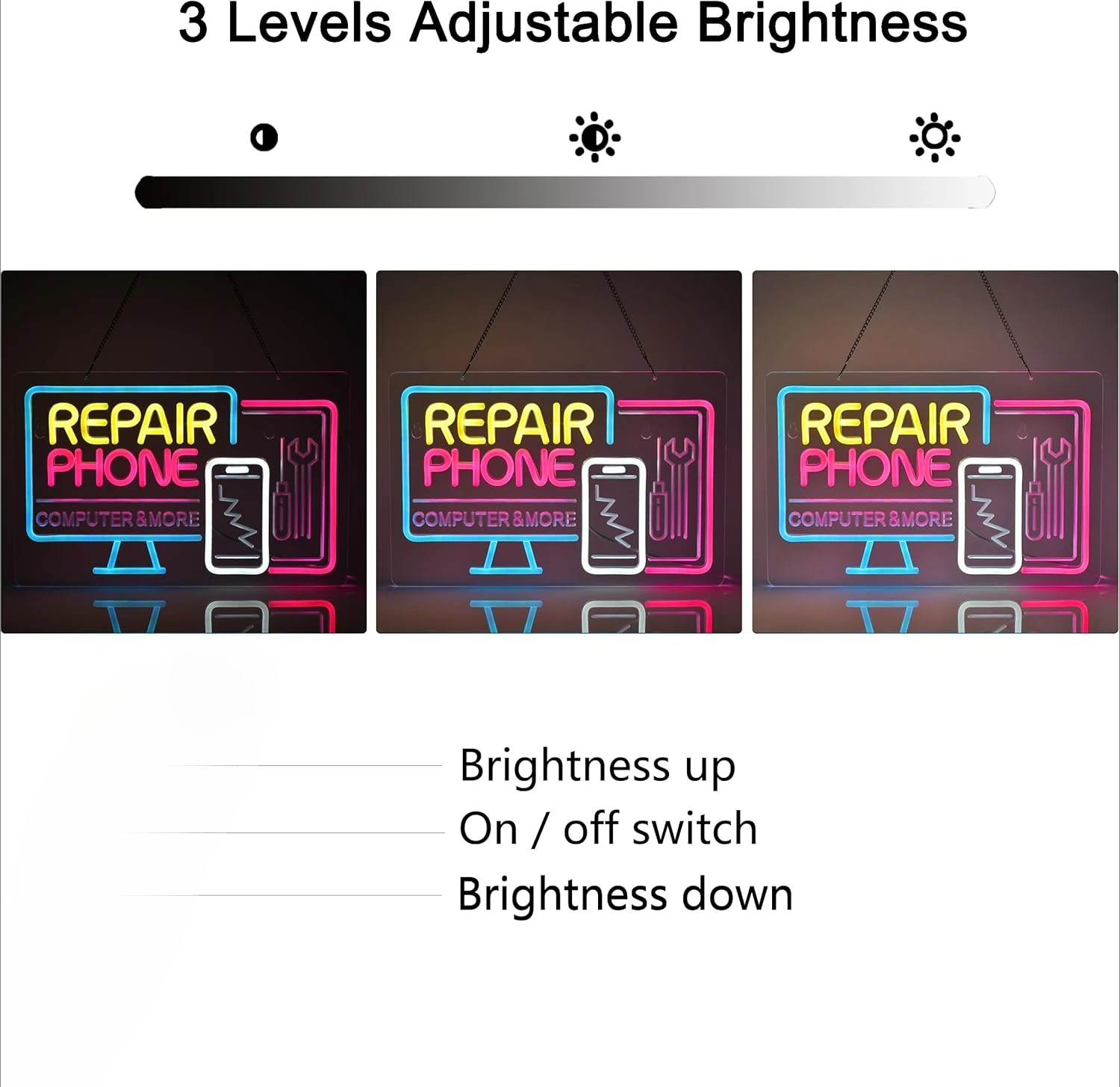 Phone Repair Neon Sign USB Powered LED Neon Light for Business Cellphone Tablet Laptop Desktop Computer Repair Shop Wall Decor