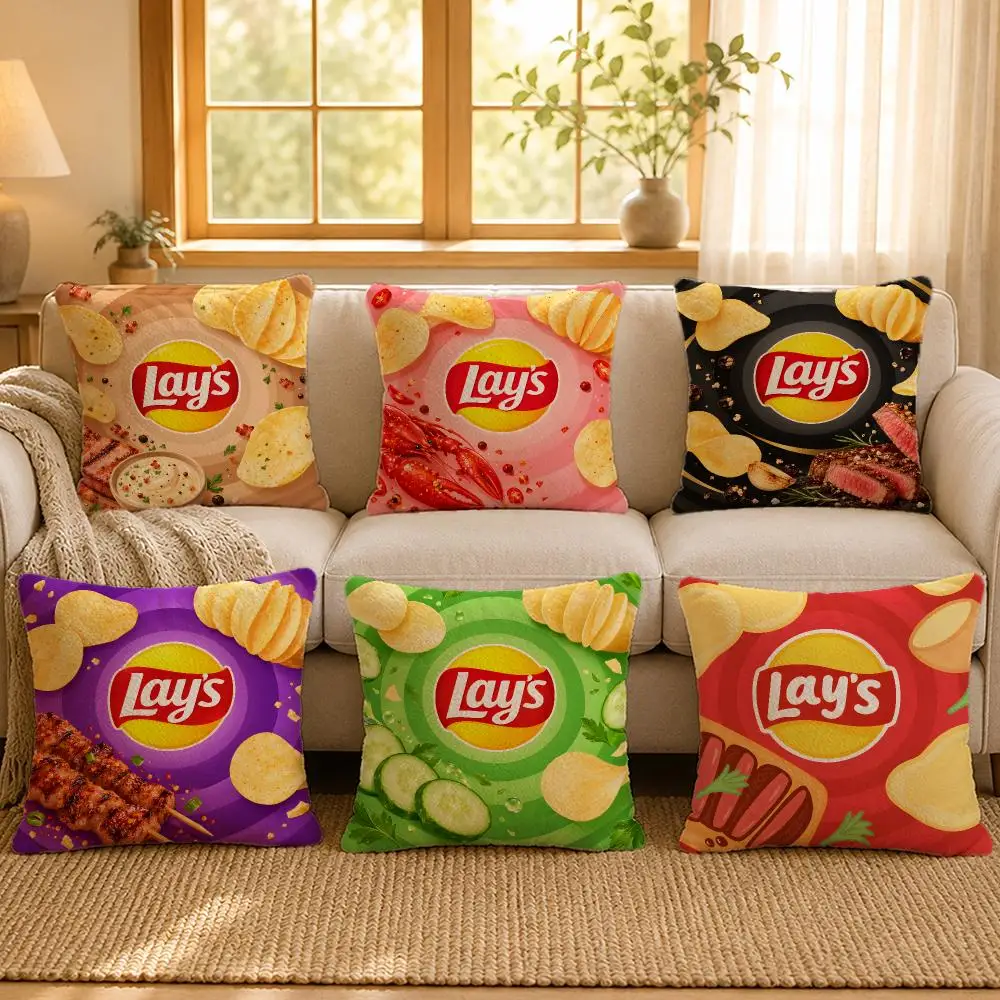 Snack Lays Retro Classic Taste Cushion Cover Personalized Short Plush Soft Bedroom Sofa Home Decor Gift