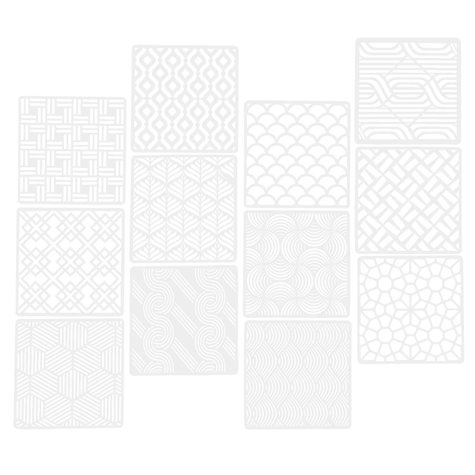 

12 Pcs Floor Hollow Geometric Drawing Template Child Decor Geometry Templates Plastic Tile Reusable Geometry