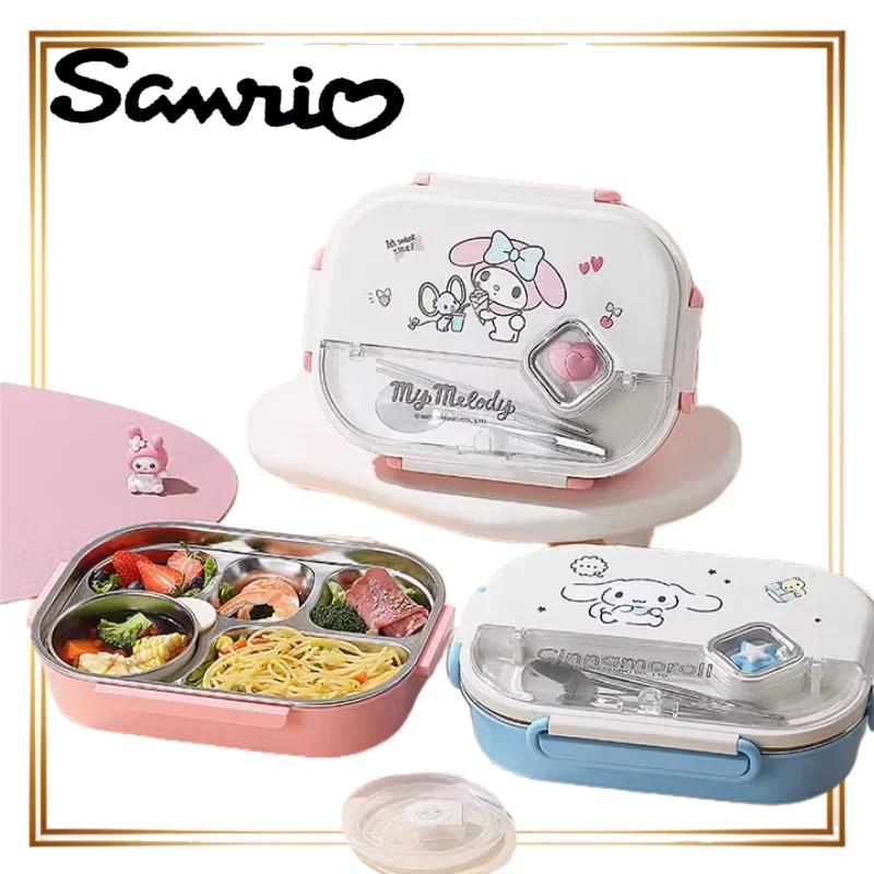 

Sanrio Bento Box Stainless Steel Insulated Lunch Box Melody Student Plates Insulated Bowl for Work Anime Peripherals Cinnamoroll