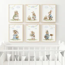 Cartoon Rabbit Nordic Posters And Prints Woodland Farm Animals Canvas Painting Bunny Nursery Wall Art Baby Kids Room Home Decor