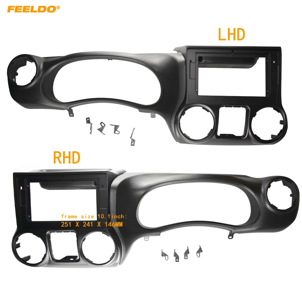 

FEELDO автомобильная аудиосистема 10,1 "большой экран панель Рамка комплект адаптер для Jeep Wrangler Rubicon 2015-2017 (LHD/RHD) # HQ7623