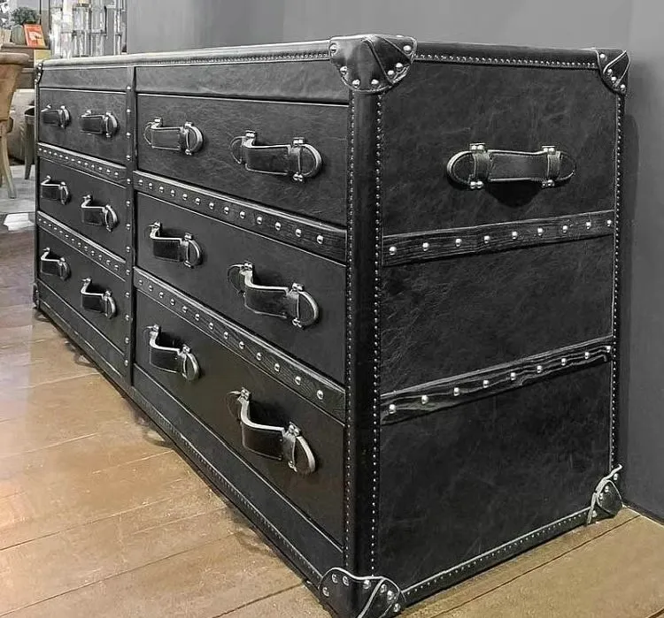Vintage Industrial Large Vintage Chair with Chest Drawer Loft Style Cabinet