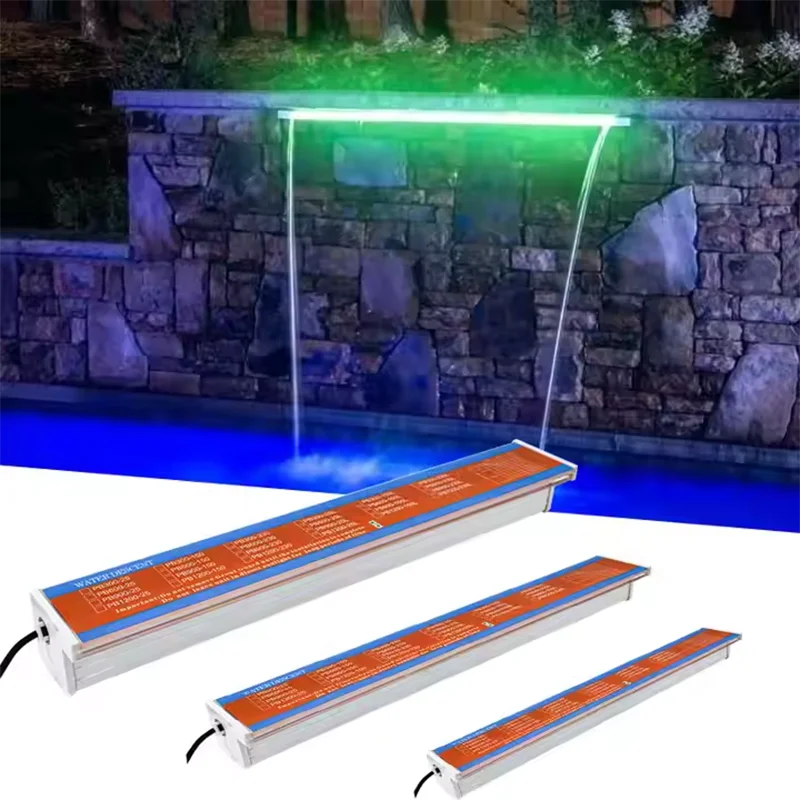 

Magic Pool Waterfall With Led Light of Water Curtain with Colorful Stripe for Pool and Garden Decoration