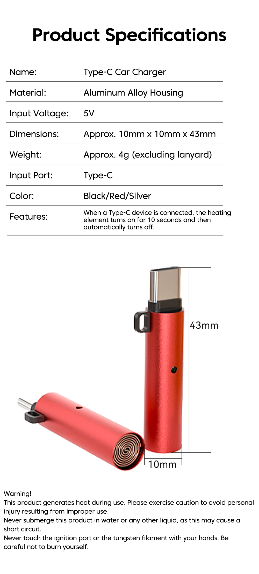 Typ-C Gehäuse Tragbare Luftpumpe Zigarettenanzünder Mini Luftblas-Zigarettenanzünder Outdoor Sicherheits-USB-C-Adapter für iPhone 17 – Detail 9