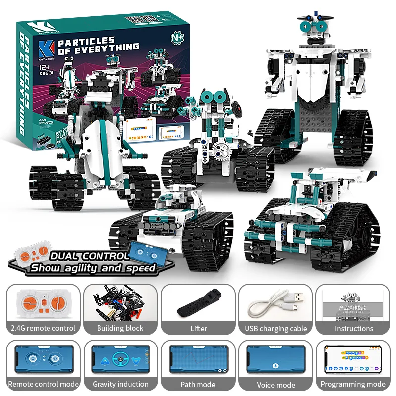 Technical Intelligent Robot K96131 APP Remote Control Building Blocks Bricks Programming USB Gift Sets Toys Construction Kids