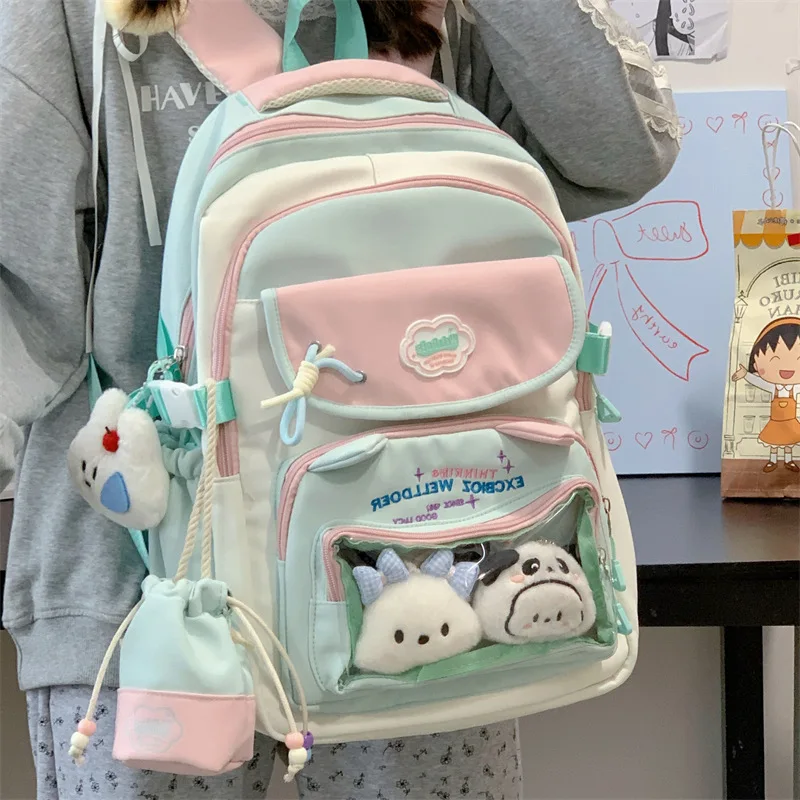 Contrast color desihngirls backpack Good lookingandlargecapacityschool backpack for girls Pain bag tote bagforwomenAgiftforagirl