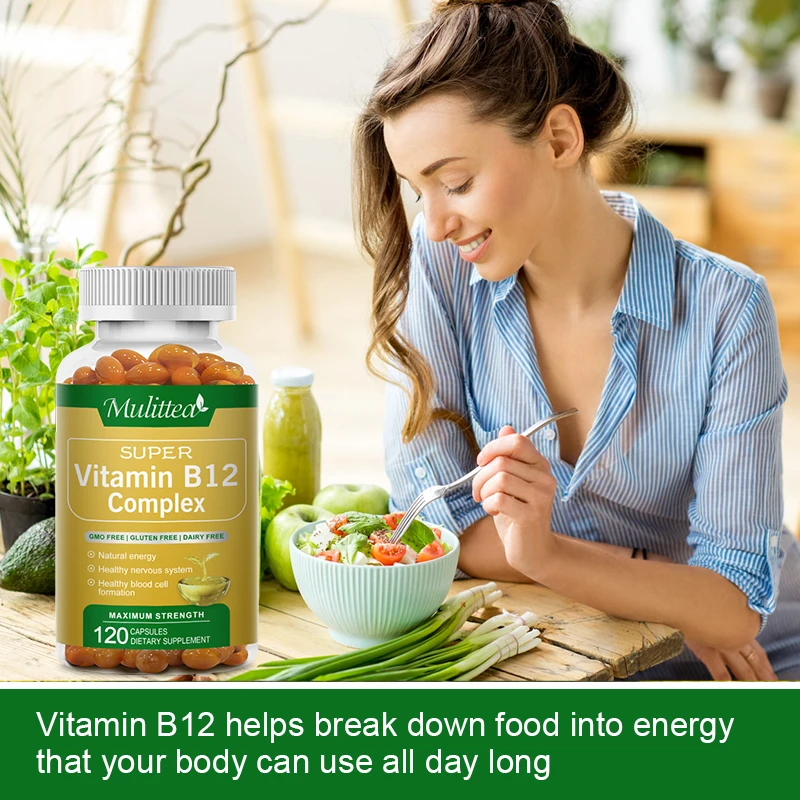 Mulittea Vitamin B12 Complex 1000 mcg/B12 for Immune Energy Metabolism Support Nevers & Mood Health Vitamin b supplement