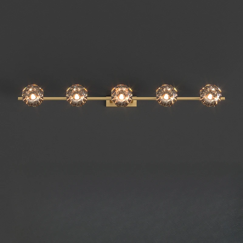 Makeup crystal mirror headlight, all copper lamp, mirror lamp for bathroom mirror cabinet