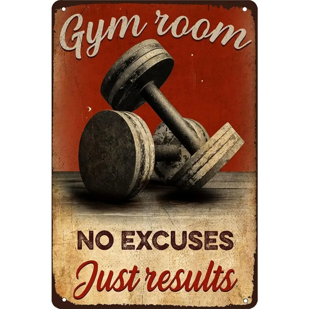 Fitness Metal Tin Sign, Gym Retro Poster, Home Wall Decoration 8x12inch