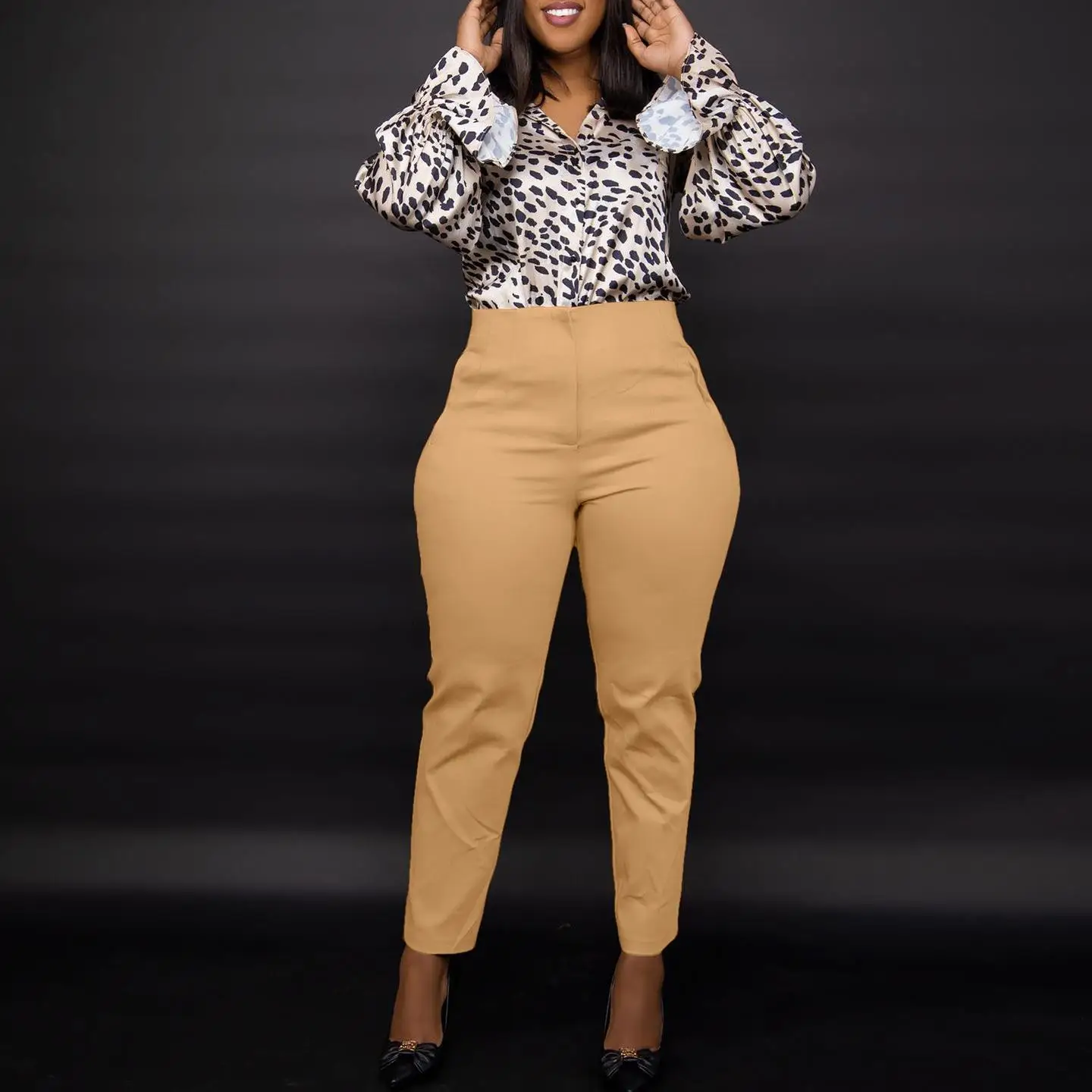 

High Waist Women's Tight Fit Cropped Pants Spring 2023 Sle Seven/Nine Point Length No Brand Registered Trademark