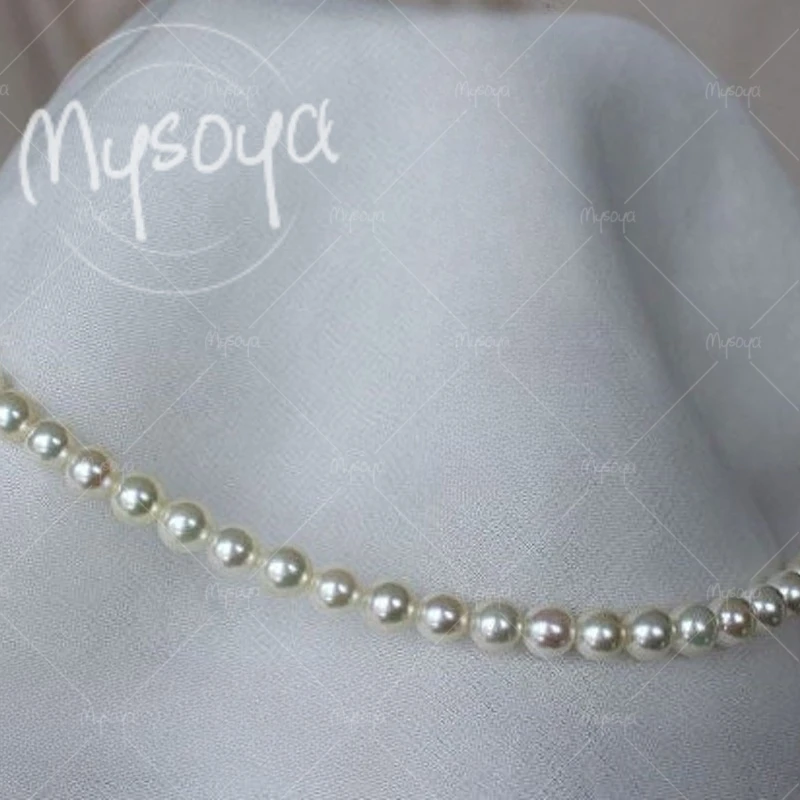 MYSOYA 5.5-6 Mm Akoya Seawater Pearl Necklace, Suitable for Birthday/ Wedding/ Mother's Day/ Father's Day Gift A1057