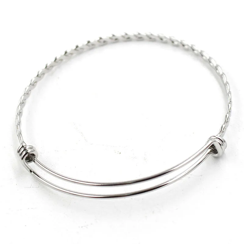 2Pcs/lot  55mm 60mm 65mm  Stainless Steel Twist Wire Bangle Bracelet Adjustable Women Wire Bracelet