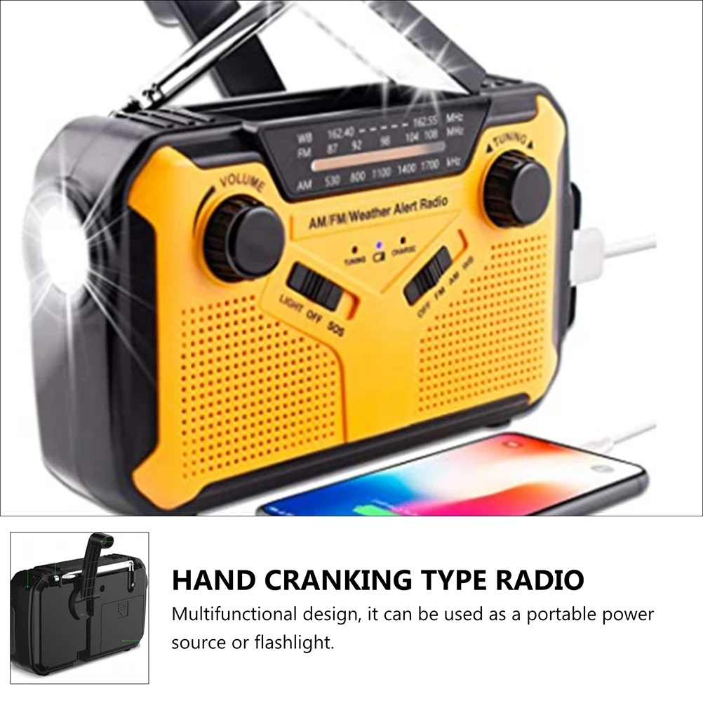 

Solar Emergency Radio Hand Cranking Portable Outdoor Travel Natural Disaster USB Charging ABS Compact