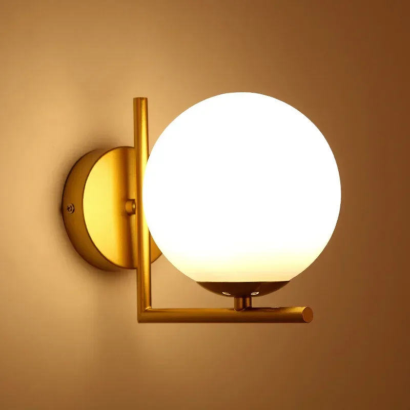 

Spherical Wall Lamp Brief Bedroom Study Lights Simple Bedside Nordic Engineering New Model Gold Black
