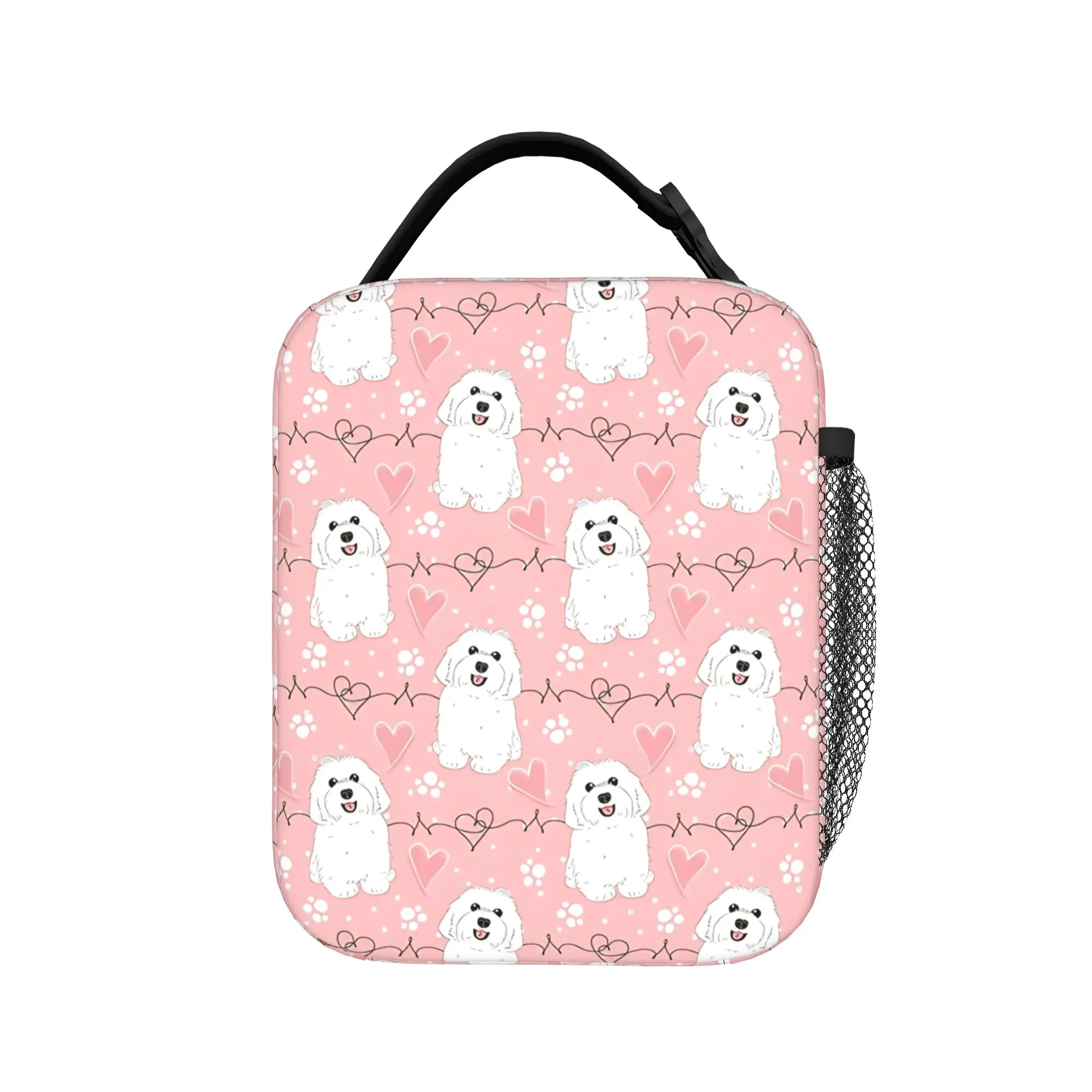 

Love White Havanese Dog Lunch Bag Picnic Lunch Box For Girl Boy Fashion Print Tote Food Bags Waterproof Portable Cooler Bag