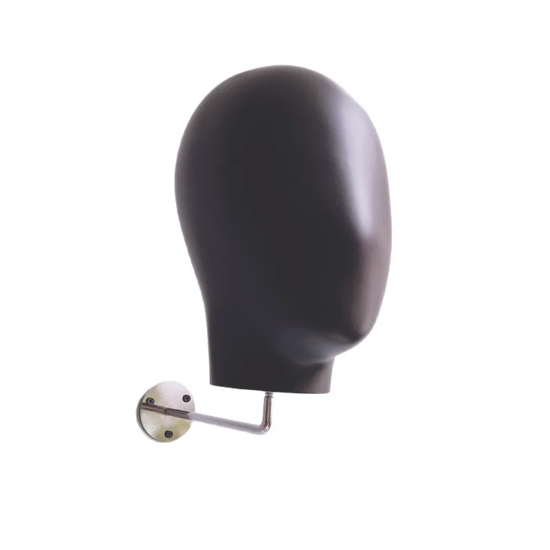 

Wall-mounted black head mold hat rack, wall-mounted black model head wig display rack