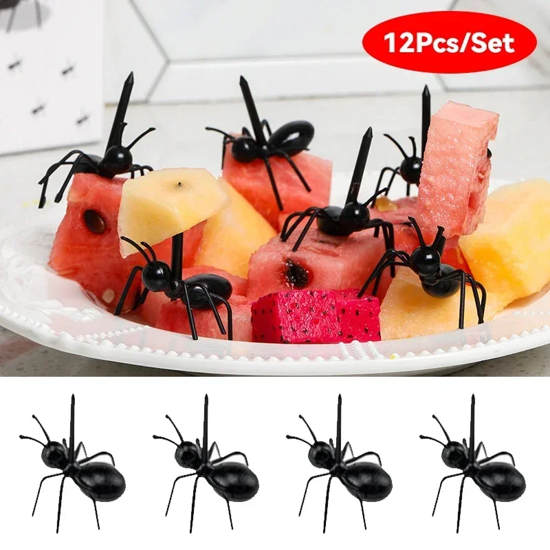 

12pcs Ant Toothpicks Fruit Dessert Fork, Reusable Ant Food Pick, Animal Appetizer Forks For Snack Cake Dessert