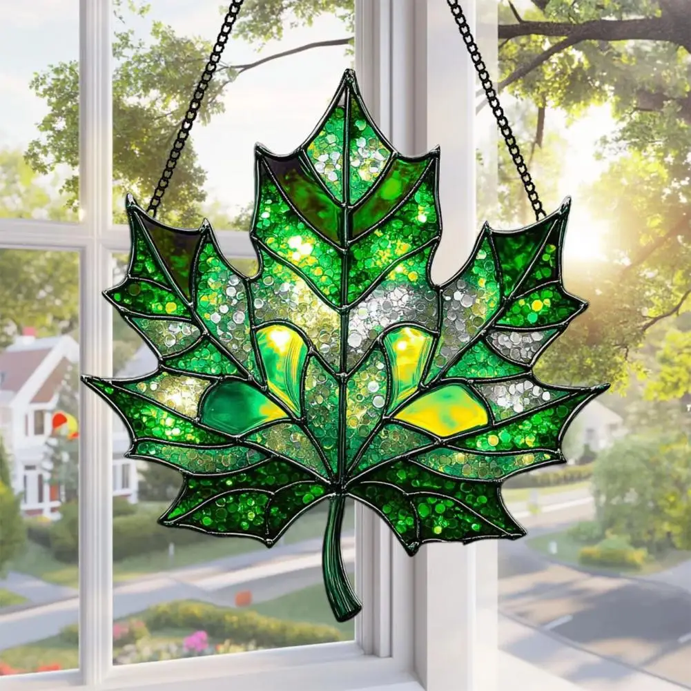 Maple Suncatcher Maple Leaf Window Hanging Handcrafted Maple Leaf Fall Ornament Suncatcher Set Stained Glass for Thanksgiving