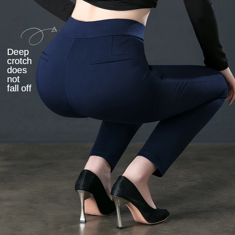 Mallas ajustadas de cintura alta para mujer, pantalones informales ajustados de alta elasticidad, S-6XL, Otoño e Invierno