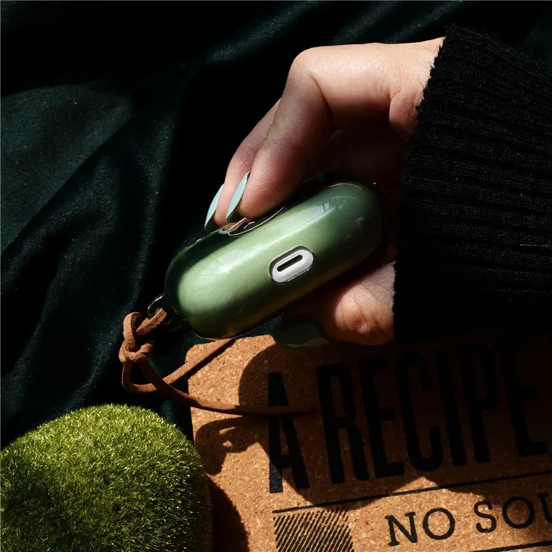 TS Green Case for AirPods Pro2 Airpod Pro 1 2 3 Bluetooth Earbuds Charging Box Protective Earphone Case Cover