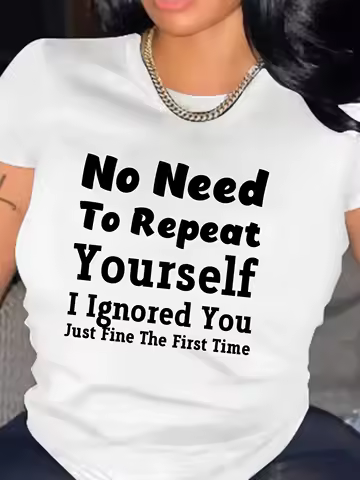 Funny Graphic Tee for Women Ignored Just Fine Comfy T-Shirt Fit Casual Aesthetic Clothes