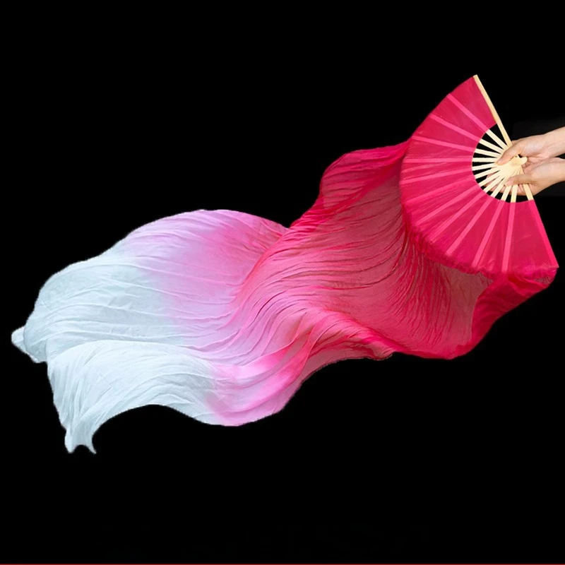 Nordic Long Silk Fan Long Floating Head Double-sided Silk Adult Dance Props Square Dance Performance Yangko Extended Fan