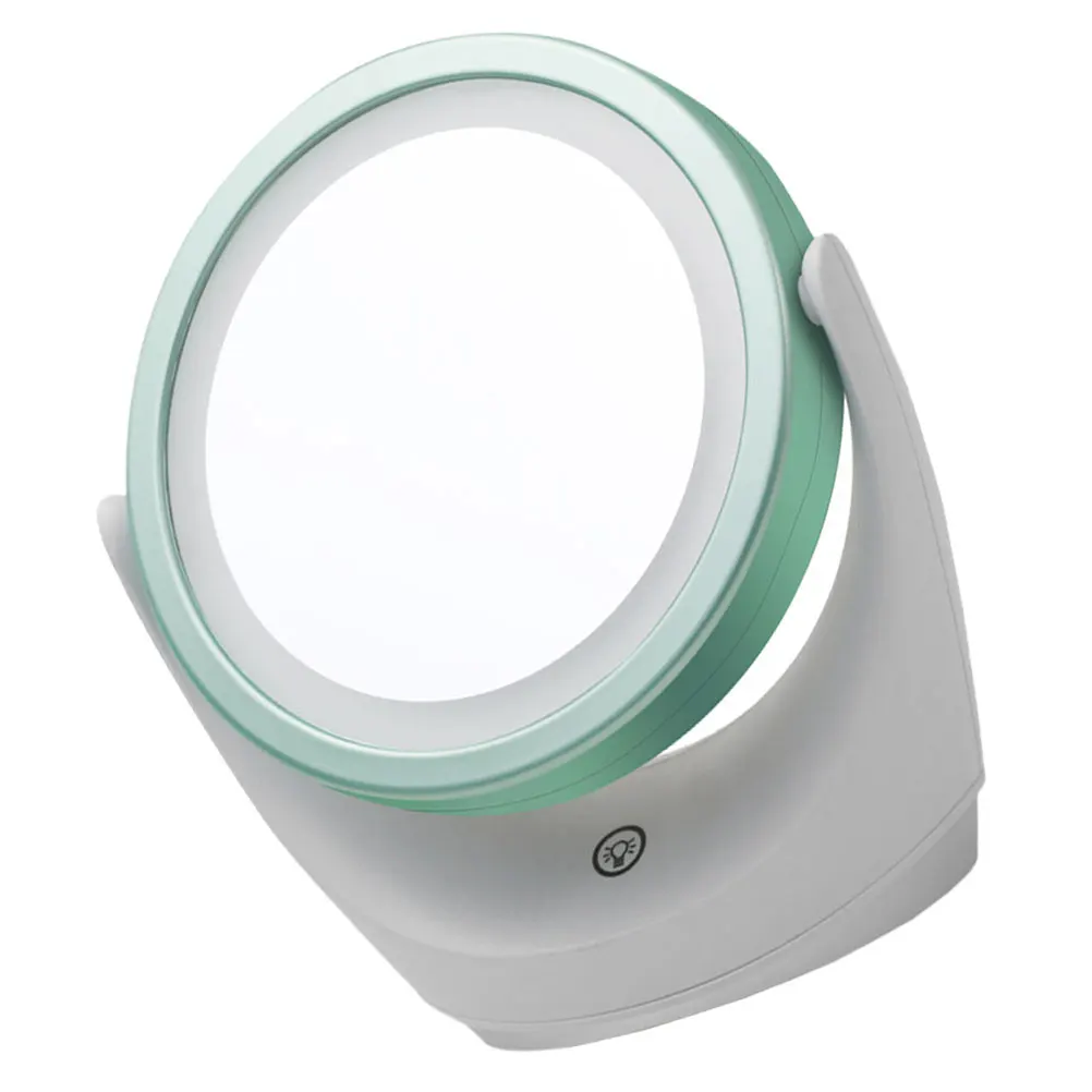 

1Pc Dimming Makeup Mirror Abs Pc Glass High Definition Smart LED Desktop Vanity Mirror 360 Swivel Mirror Bedroom Use