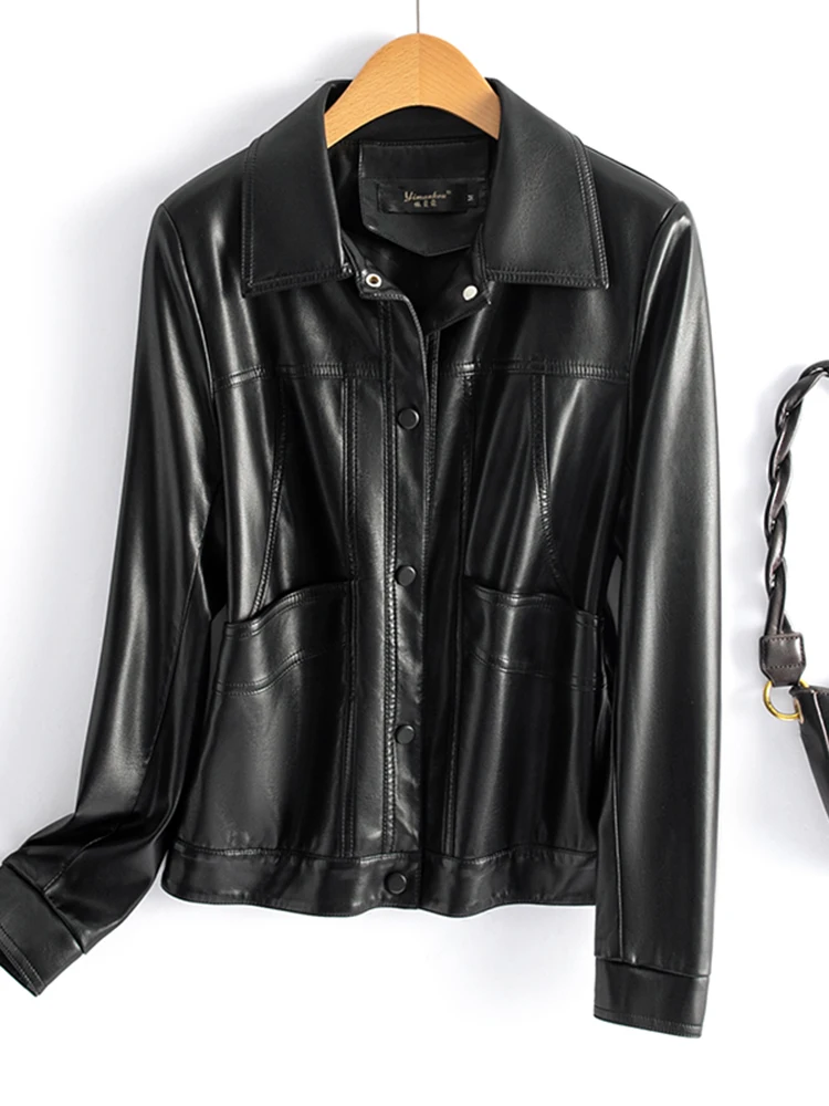   Ning 本物の牛革レザー ジャケット レディース スリムフィット オルト スレ 多用途 ファッション 春秋新作