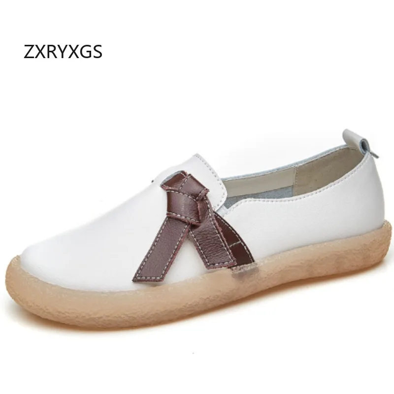 ZXRYXGS Fresh and Sweet Women's Flats 2025 New Autumn Genuine Leather Fashionable and Versatile Soft Soled Casual Shoes Flat