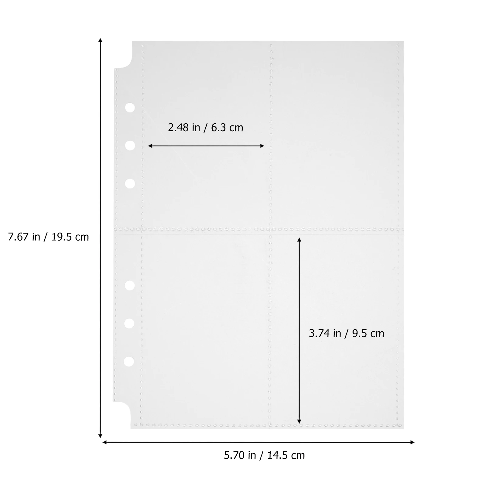 

50pcs Clear Album Pages Photo Sleeves Zipper Protectors Reusable Erasable 6-Ring Binder Holes For Photos Postcards