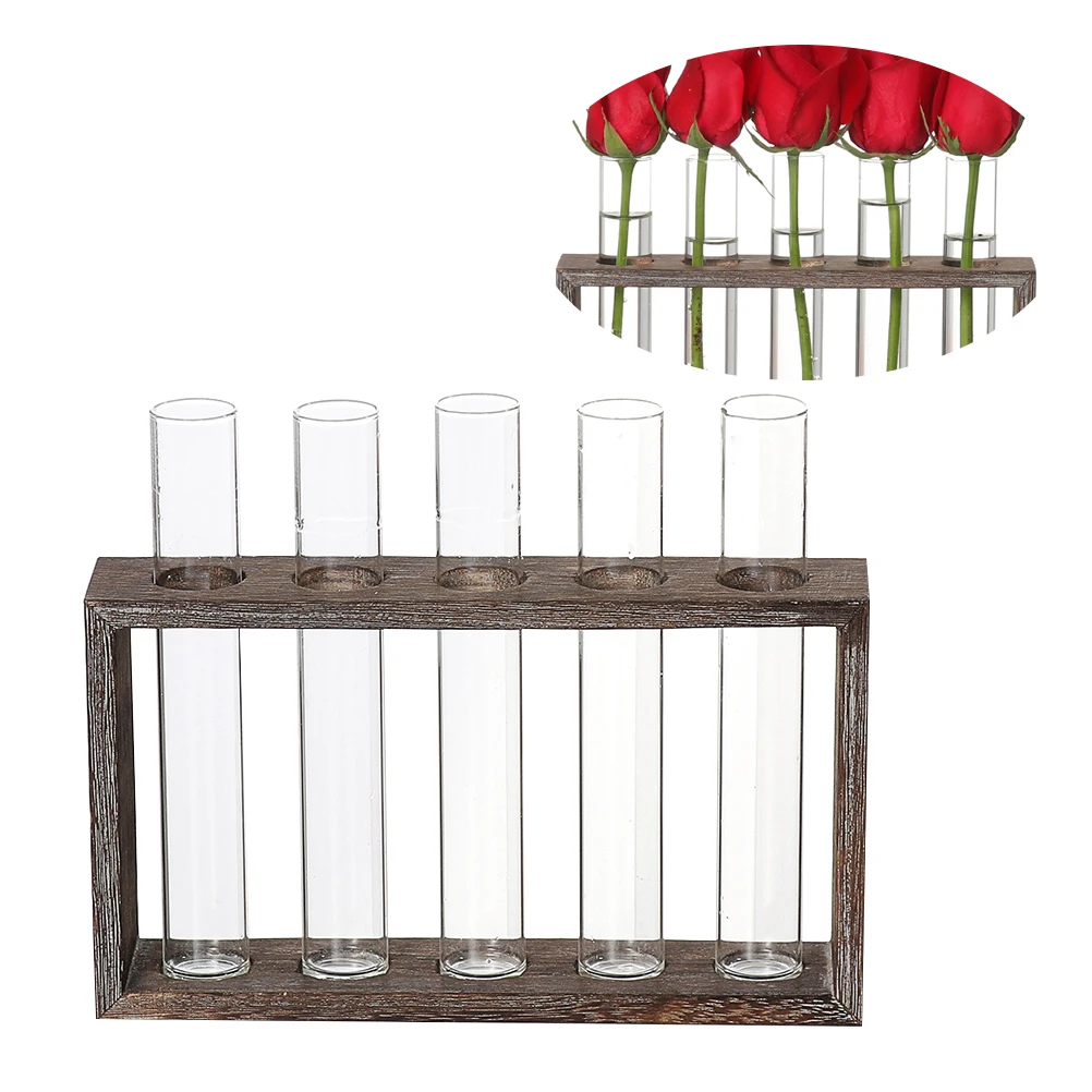 

Transparent Glass Test Vase Hydroponic Flower Arranging Container Anti-Slip Design Indoor Gardening Decor 5 Holes Style Size 1