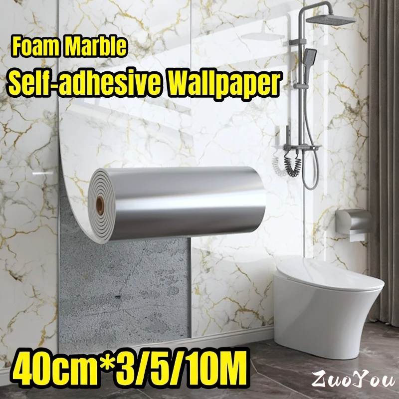 

Marble Waterproof Wall Stickers Imitation Ceramic Tile Self-adhesive Wallpapers Home Decor for Bathroom Bedroom Wall Cladding