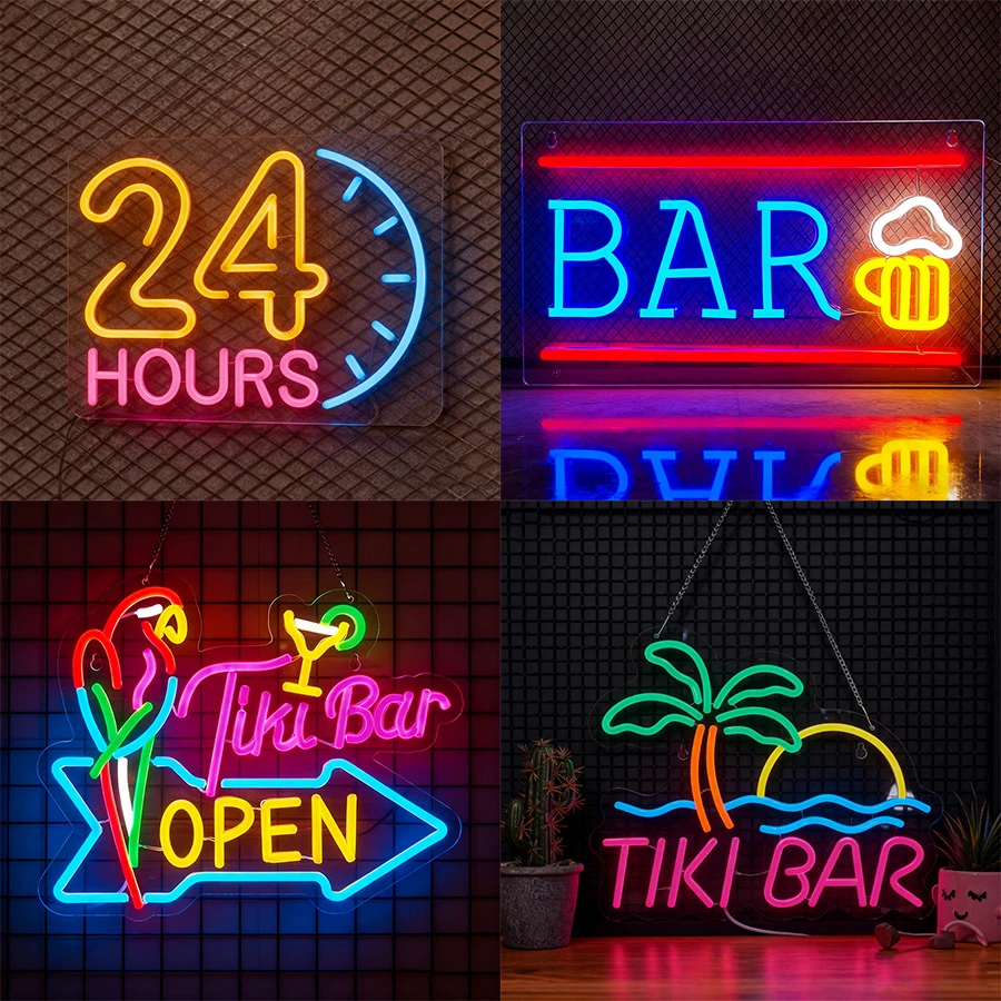 Bar Neon Signs, Letter Icons Personalized Business Lights, Used For Beer Bars, Clubs, Parties, Restaurants, Man Caves Decor.