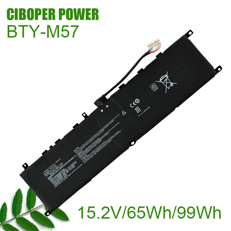 CP Laptop Battery BTY-M57 15.2V/65Wh For 2 Pro,GP66 Leopard ,2 Pro,GP76 Leopard ,MS-17K3 Series Notebook