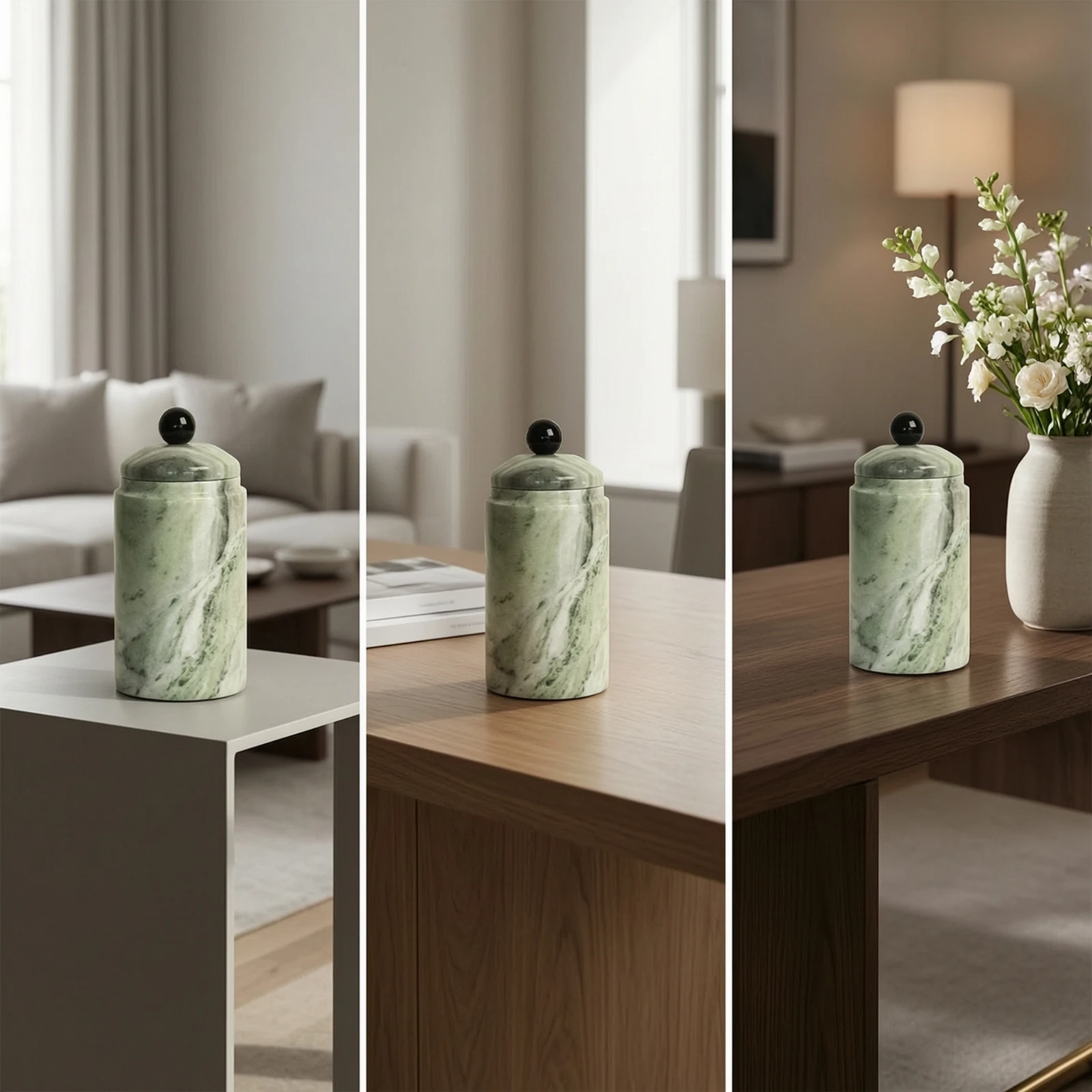 Marble Jar with Lid Elegant Marble Canister with Lid Minimalist Long-Lasting for Home Decor, Tabletop