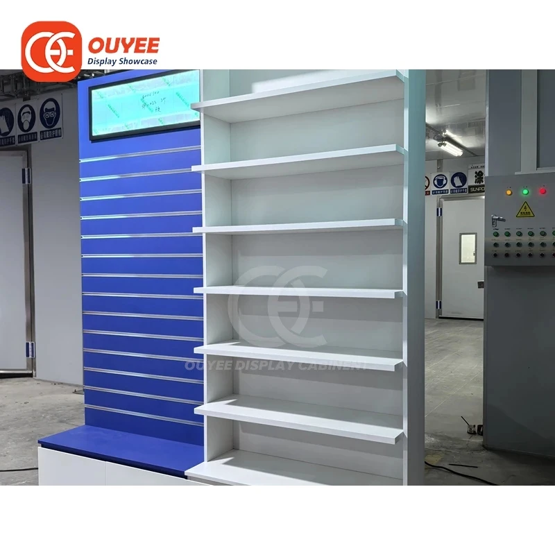 custom.Eco Friendly Franchise Pharmacy Installation Service Medical Retail Space Lockable Display Rack